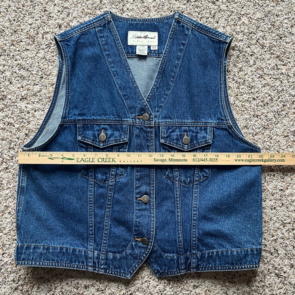 Vintage Women's Eddie Bauer Blue Denim Vest - Picture 4 of 6